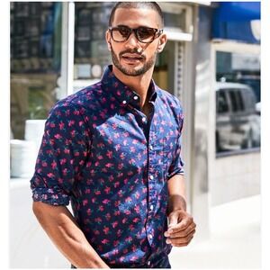 Bonobos Slim Fit Navy Floral Button Down Shirt Men's M Preppy Coastal Summer